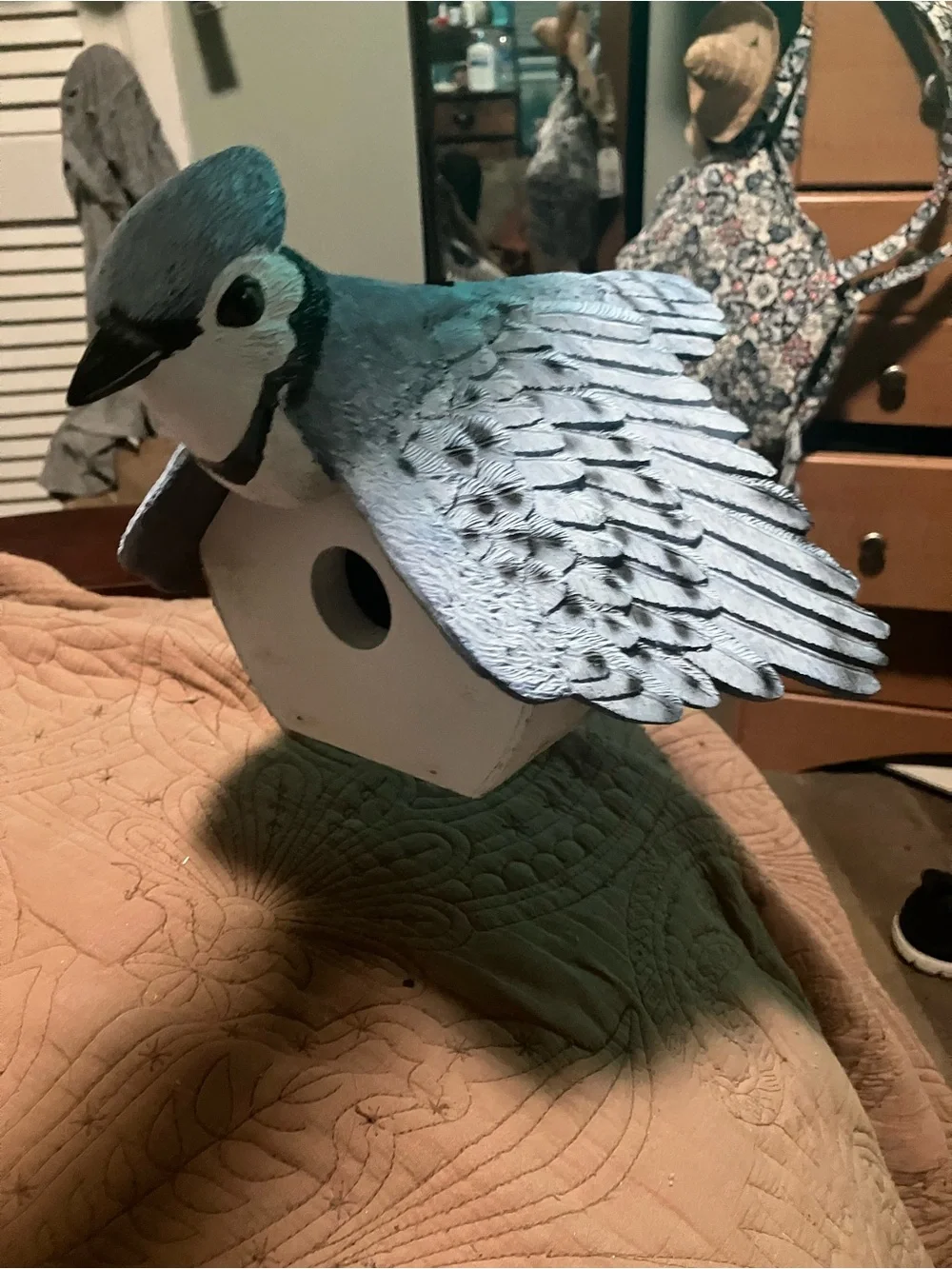 Handmade Hanging Blue Jay Shaped Bird Feeder